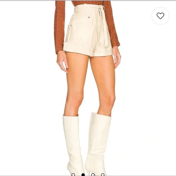 Revolve L’Academie Savon cream leather shorts - Picture 2 of 16